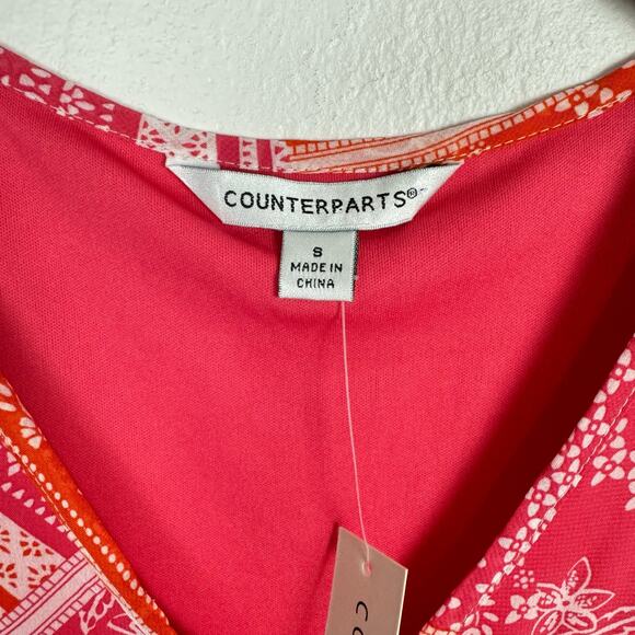 Counterparts | NWT Pink & Orange Layered Flyaway V-neck Sleeveless Tank Blouse - Picture 8 of 10